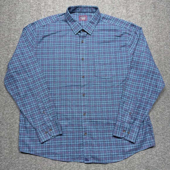 Untuckit Shirt Mens 3XL Blue Red Stripe Flannel Long Sleeve Casual Button XXXL - Picture 3 of 9